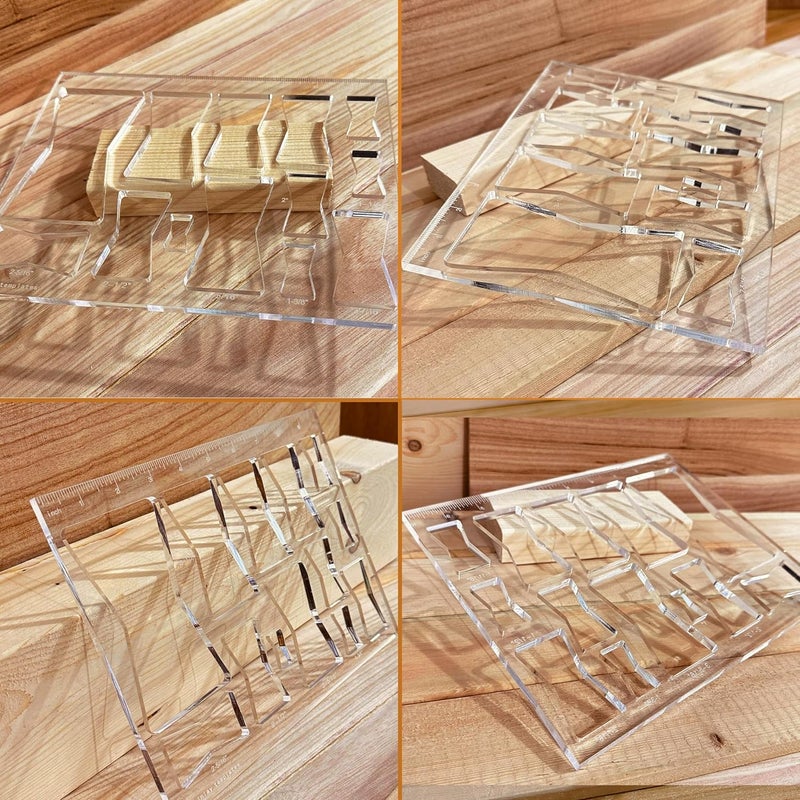 Monliful 13 in 1 Router Template for Woodworking,Router Jig Bowtie Template, Router Template Jig Kit, Butterfly Inlay Template Decorative Template 10"*7.9" inches, clarity - Image 2